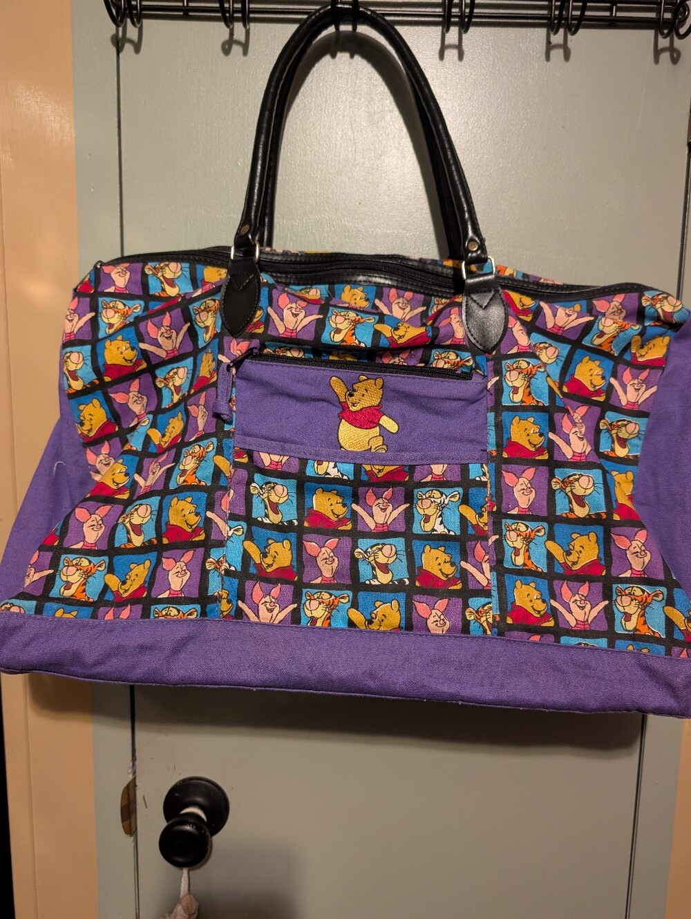 Vintage 90s Disney Winnie the Pooh & Friends Duffle Bag Or Diaper  Purple Canvas